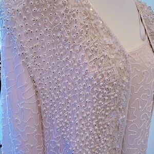 Beaded sequined evening suit 3 pieces silk lining